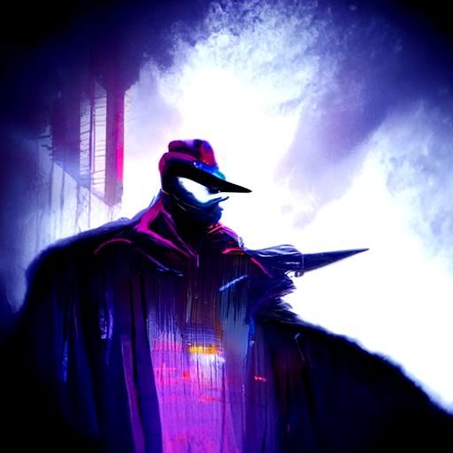 Darkwing Duck in Synthwave Neon Style
