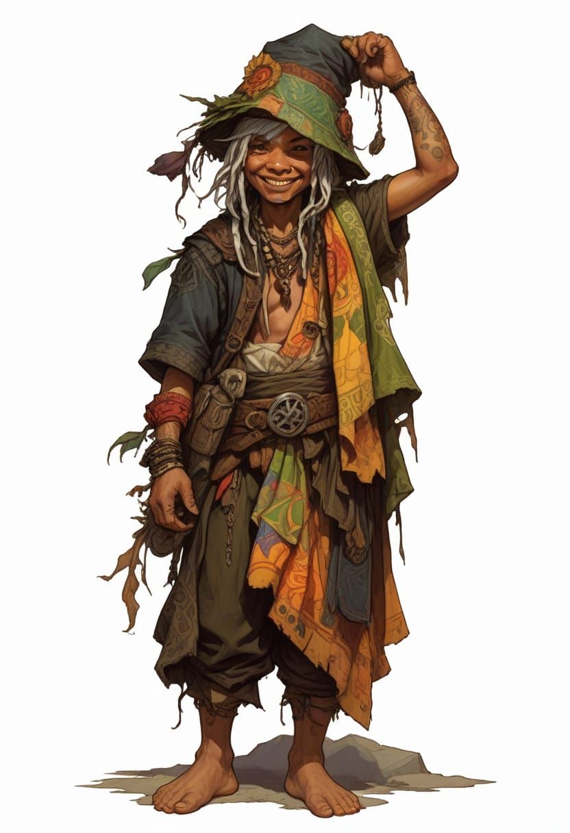 Smiling Polynesian Toddler Cultist in Heroic Fantasy Style
