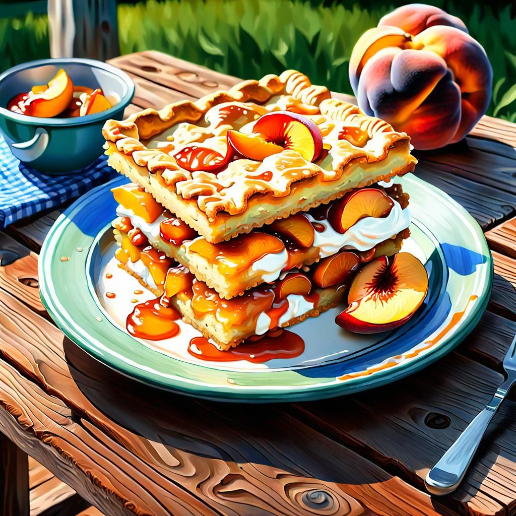Delicious Peach Cobbler, Expressionist Oil Painting