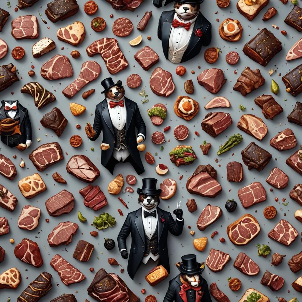 Meat Tuxedo: Detailed Matte Painting in Deep Color
