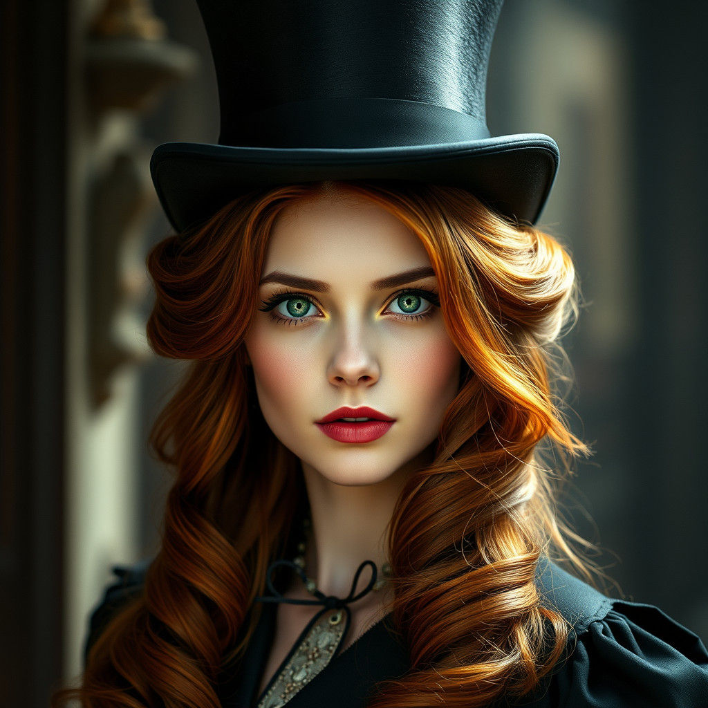 Victorian Lady with Auburn Hair in Burton Style