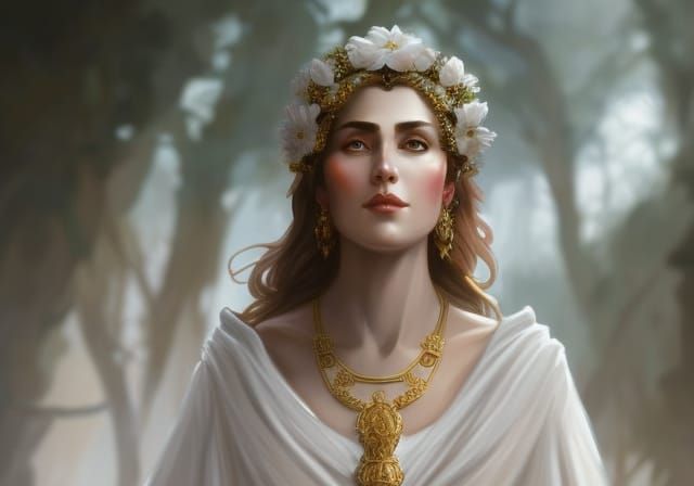 Leto, Greek Goddess Portrait in Art Nouveau Style