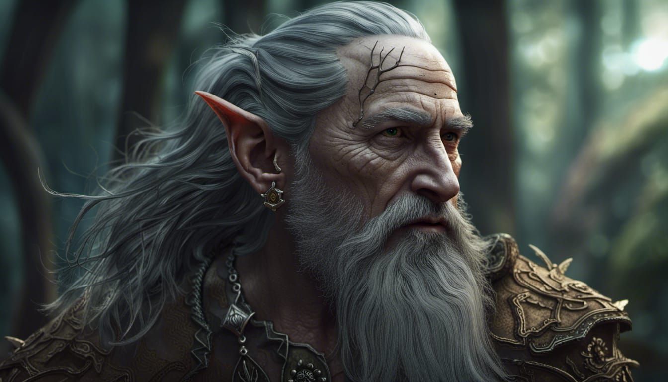Evil Elf in Forest: Detailed Matte Painting