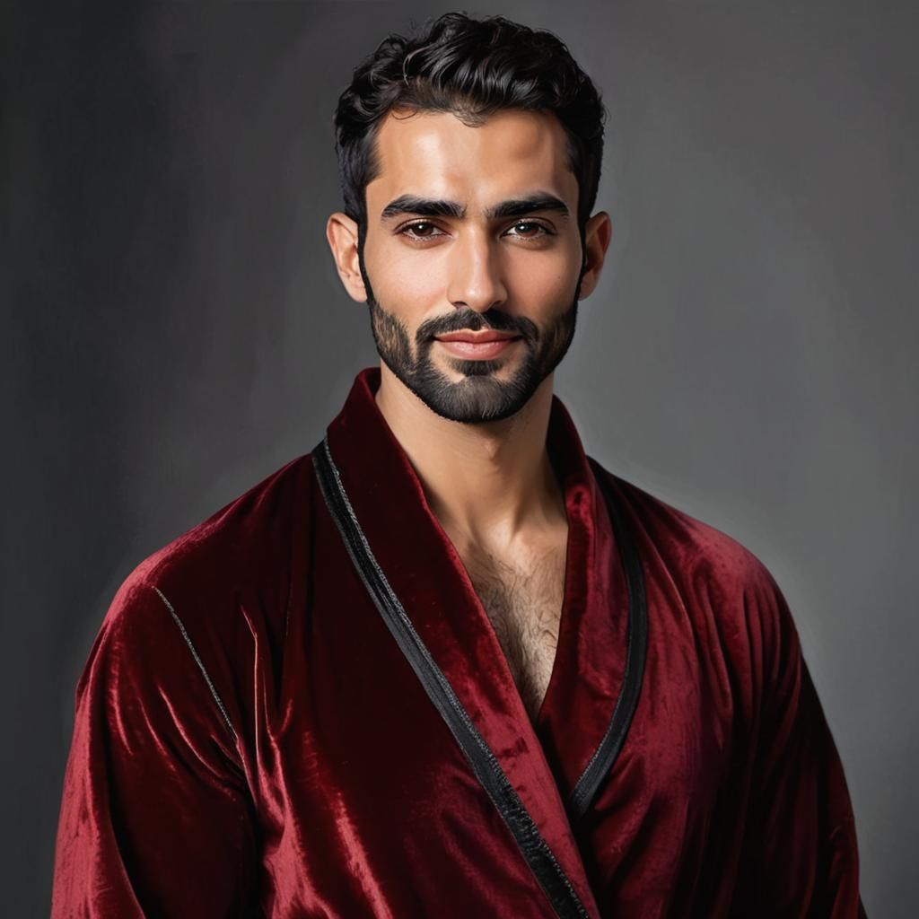 Art Nouveau Portrait of Man in Red Velvet Robe