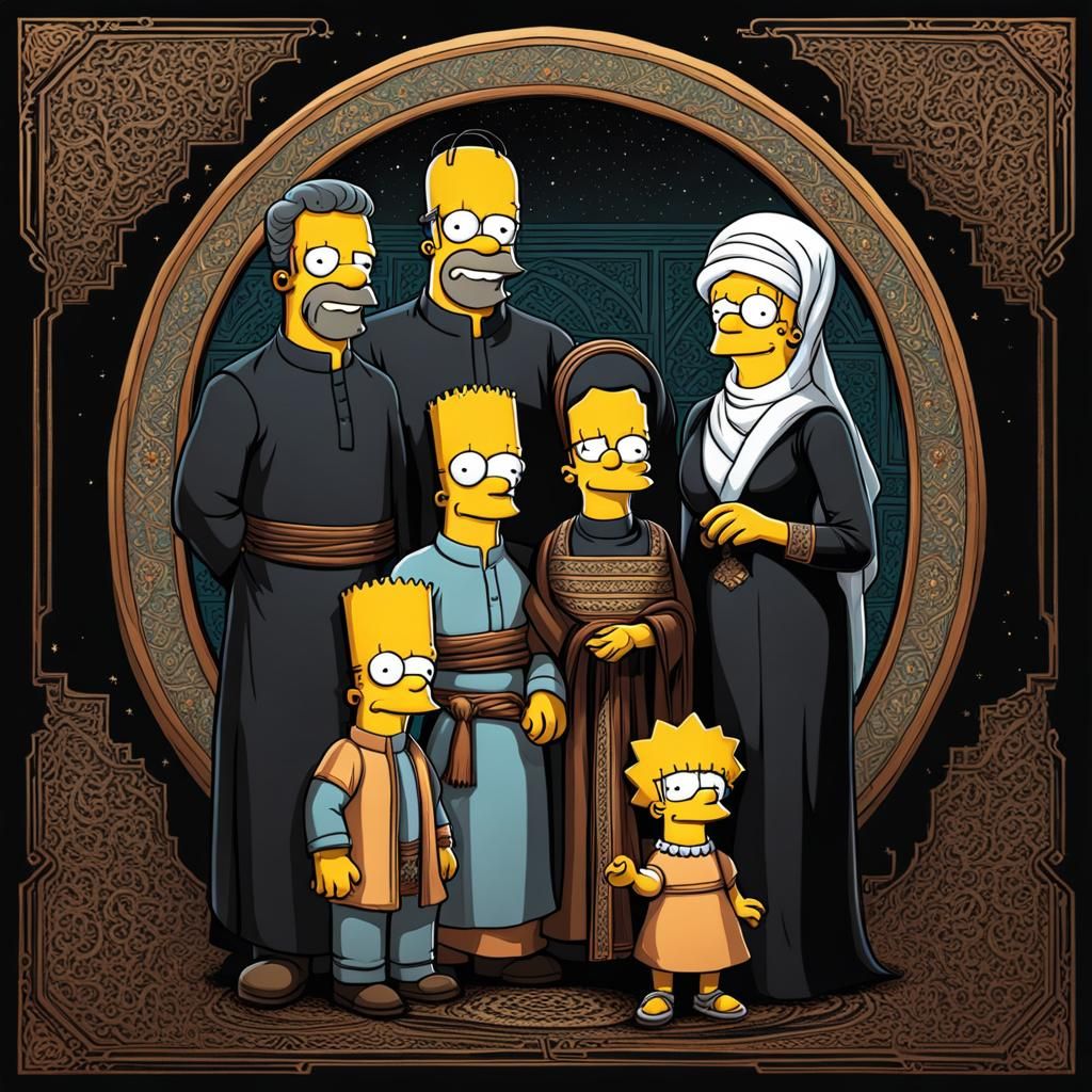Simpsons Style Patch Design: Arabic Family Portrait