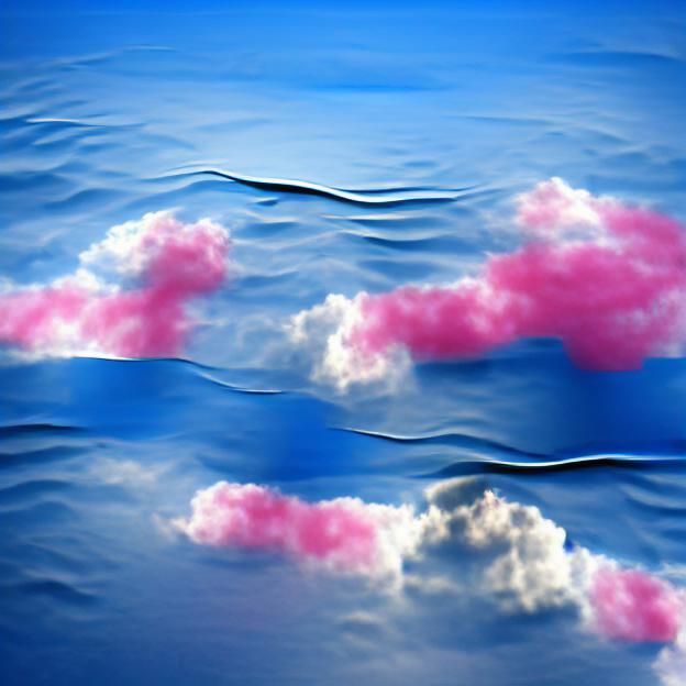 Abstract Minimalist Clouds Over Sea in Pink and Blue