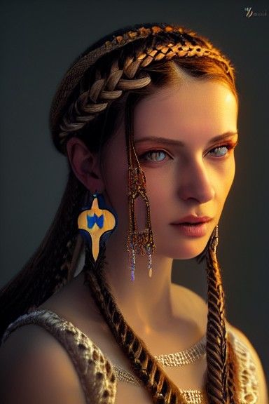 Ukrainian Woman with Torch in Photorealistic Rendering