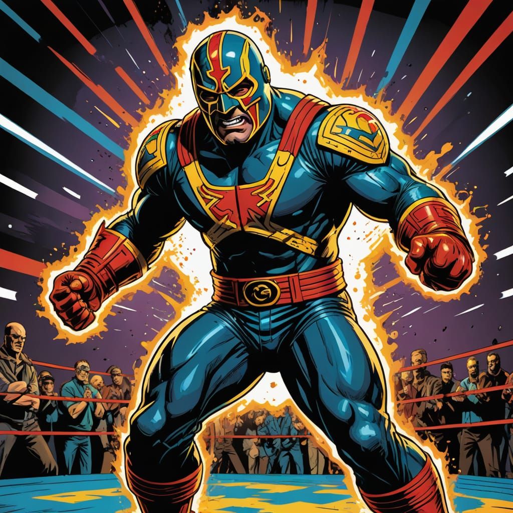 Action-Packed Luchador Figure in a Vibrant Wrestling Ring