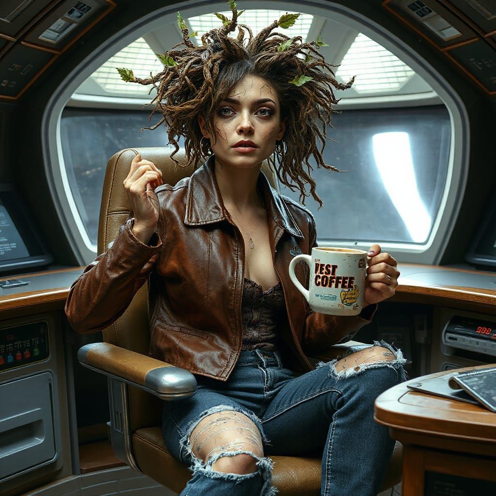 Grunge Dryad Captains Star Trek Ship with Caffeine-Fueled Fr...