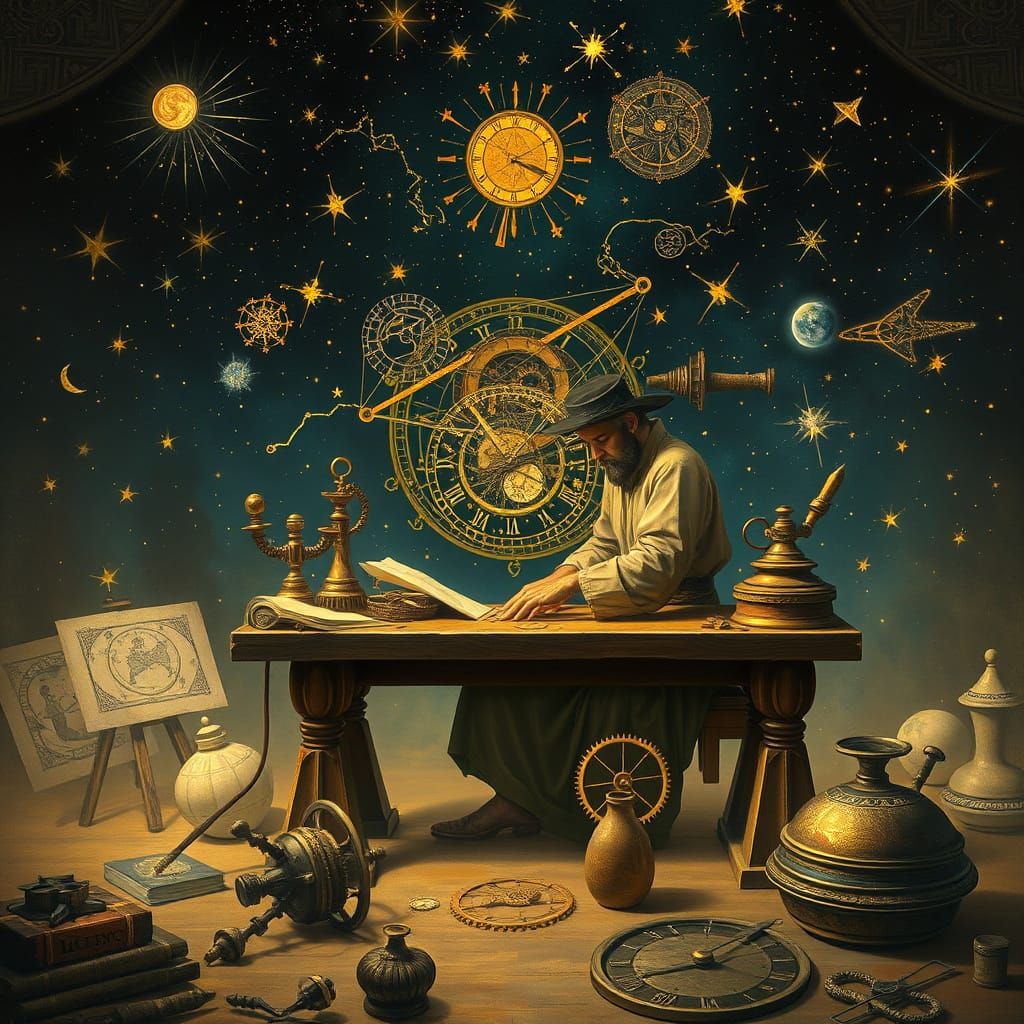 Celestial Clockmaker Crafting Constellations: Renaissance St...