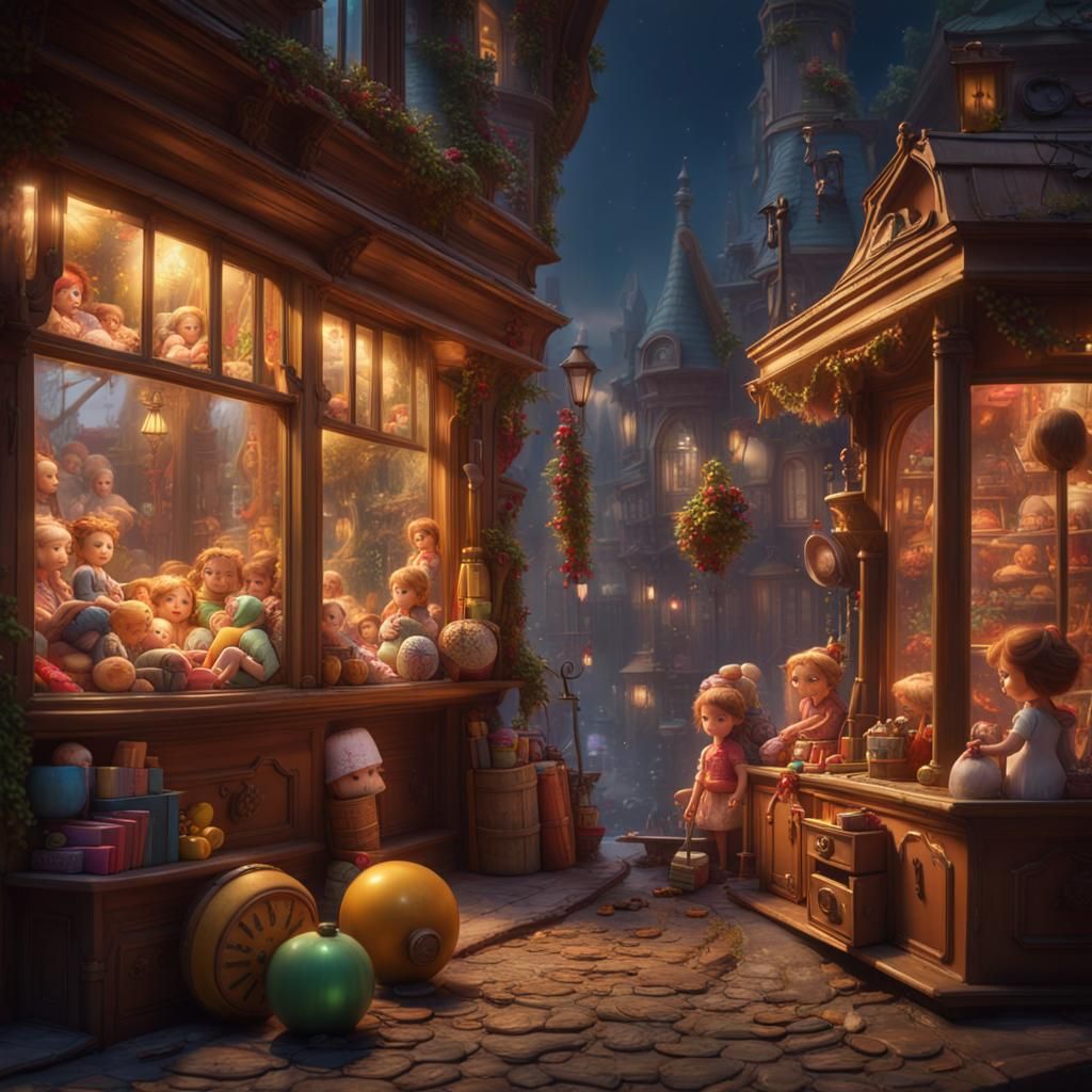 Enchanted Toy Store Window: A Matte Painting