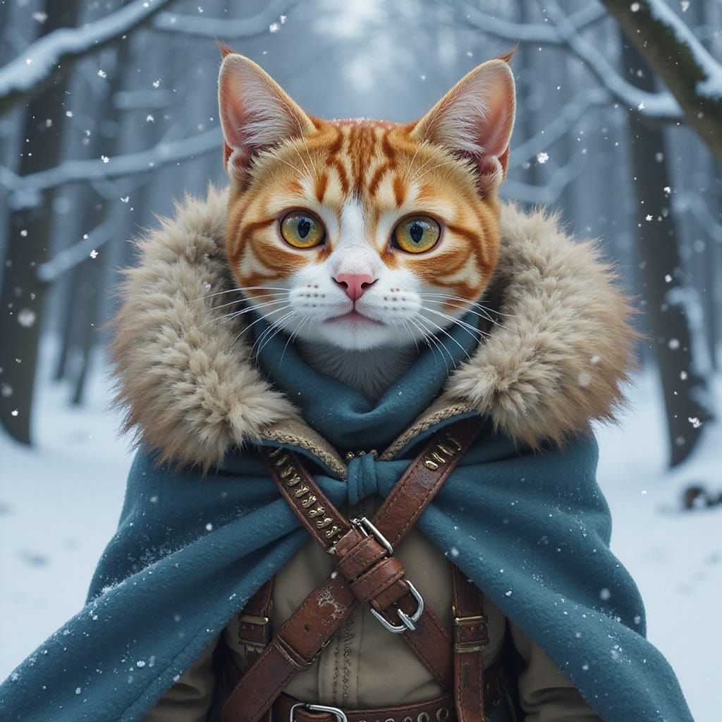 Brave Cat's Mystical Return: Symbolic Anime Art