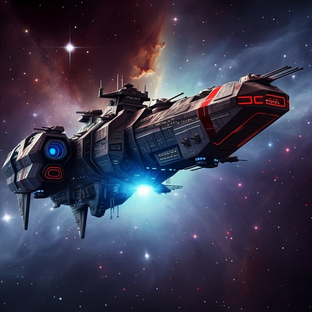 Imposing Space Warship with Laser-Etched Paneling