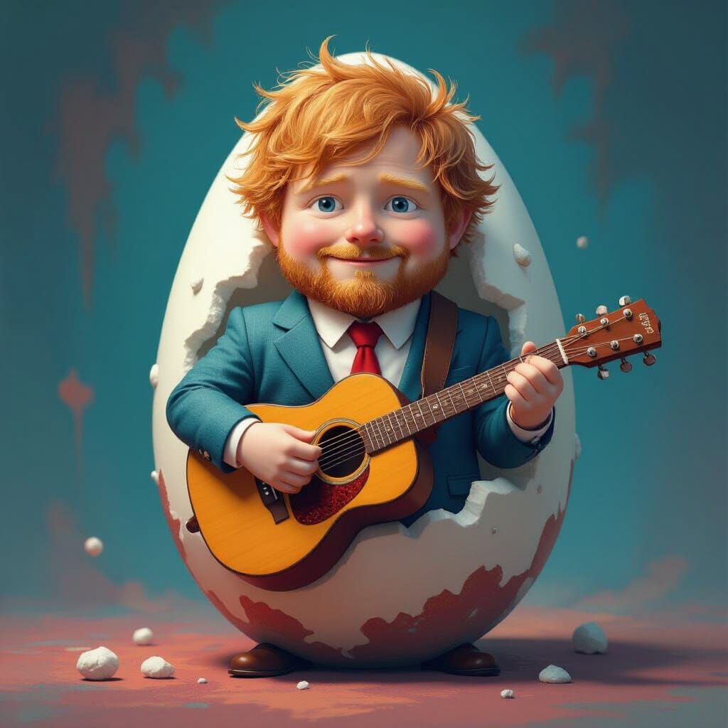 Ed Sheeran as Egg in Detailed Digital Art