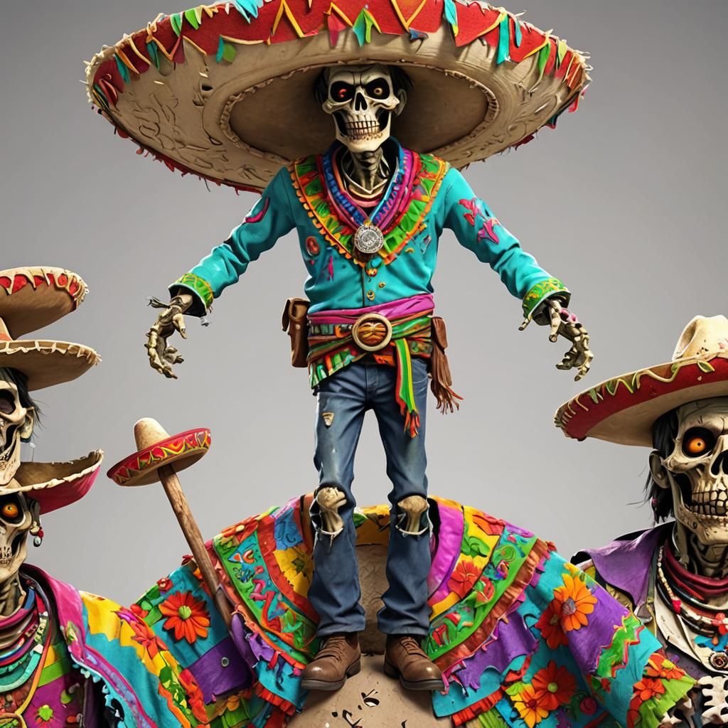 Zombie in Sombrero: Pixar-Inspired CGI Portrait