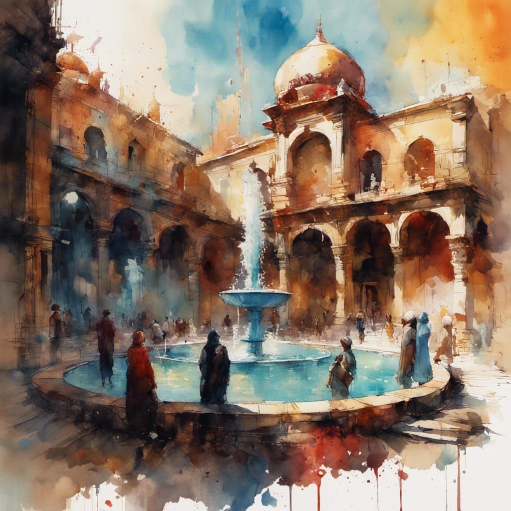 Caravanserai courtyard fountain