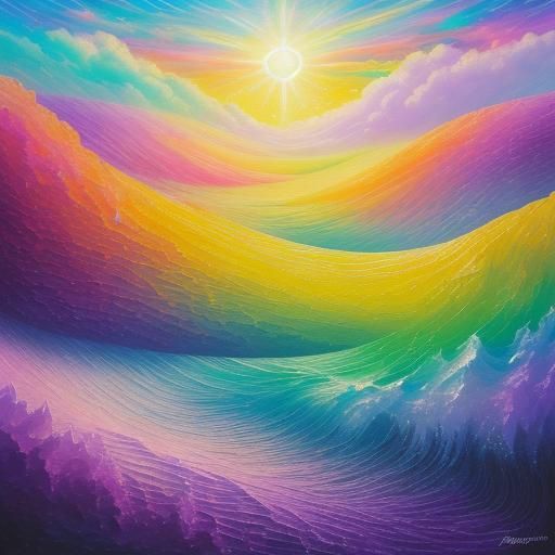 Radiant Script on Rainbow Parchment Scroll