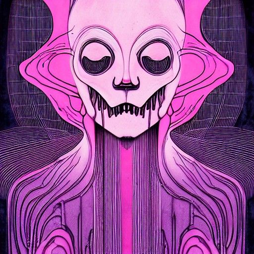 Creepy Art Deco Ghost in Pink Palette