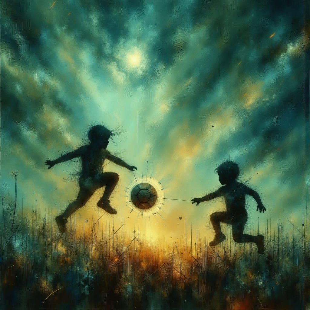 Mystical Scottish Fog Surrounds Silhouetted Toddlers at Play...