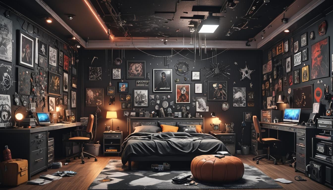 Emo Punk Teen Room: Detailed Matte Painting