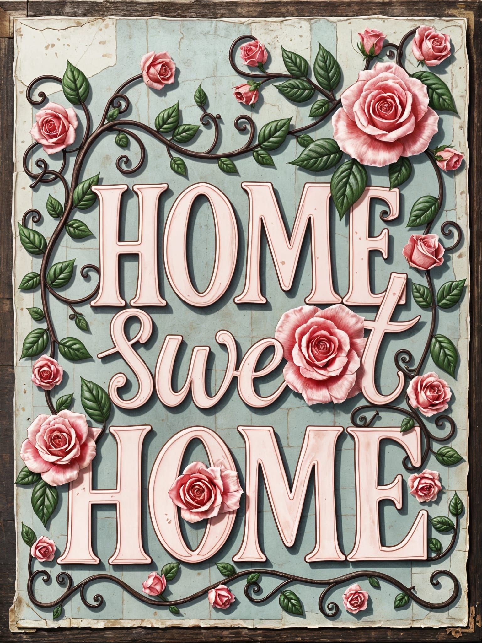 Whimsical Home Sign in Pastel Hues and Geometric Patterns