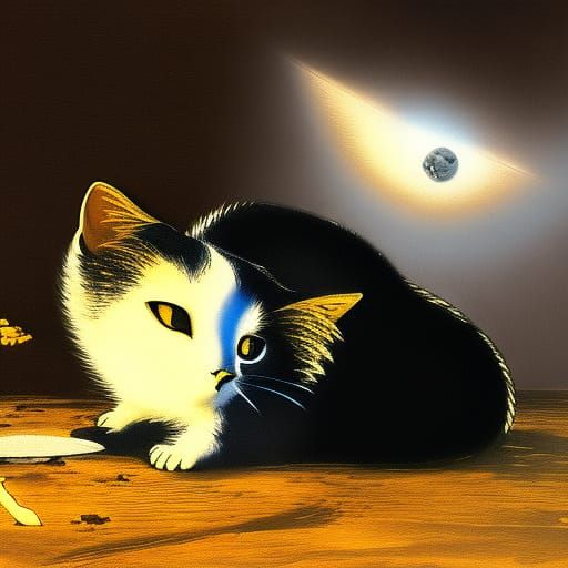 Domestic Cat in Dystopian Biopunk Style