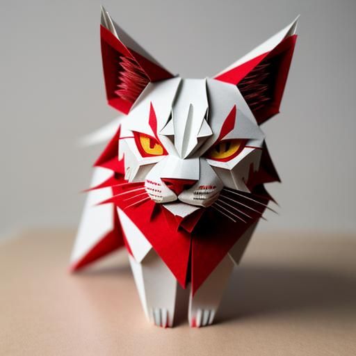 Origami Blood Lynx Papercraft Sculpture