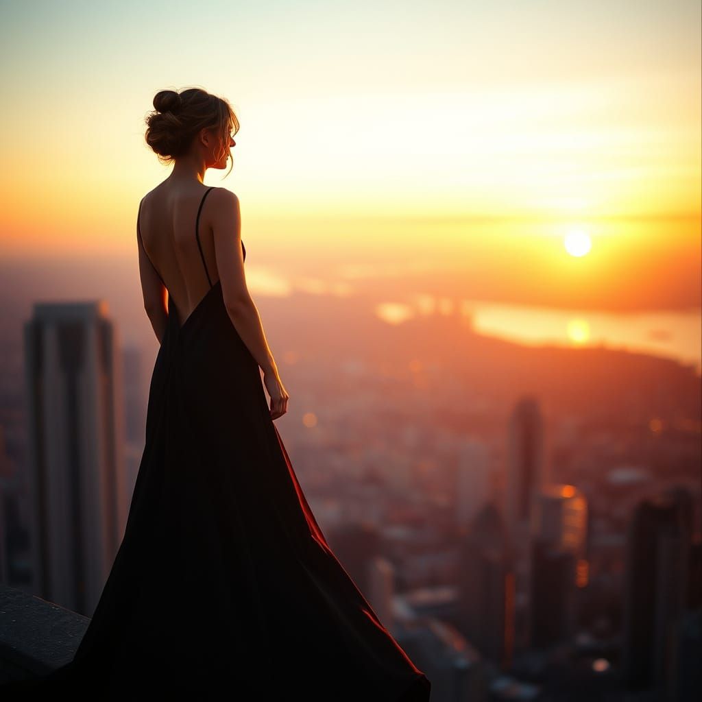 Golden Hour Cityscape in Cinematic Style