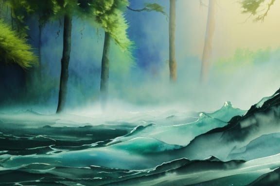 Ethereal Flowing Form in Watercolor Painting