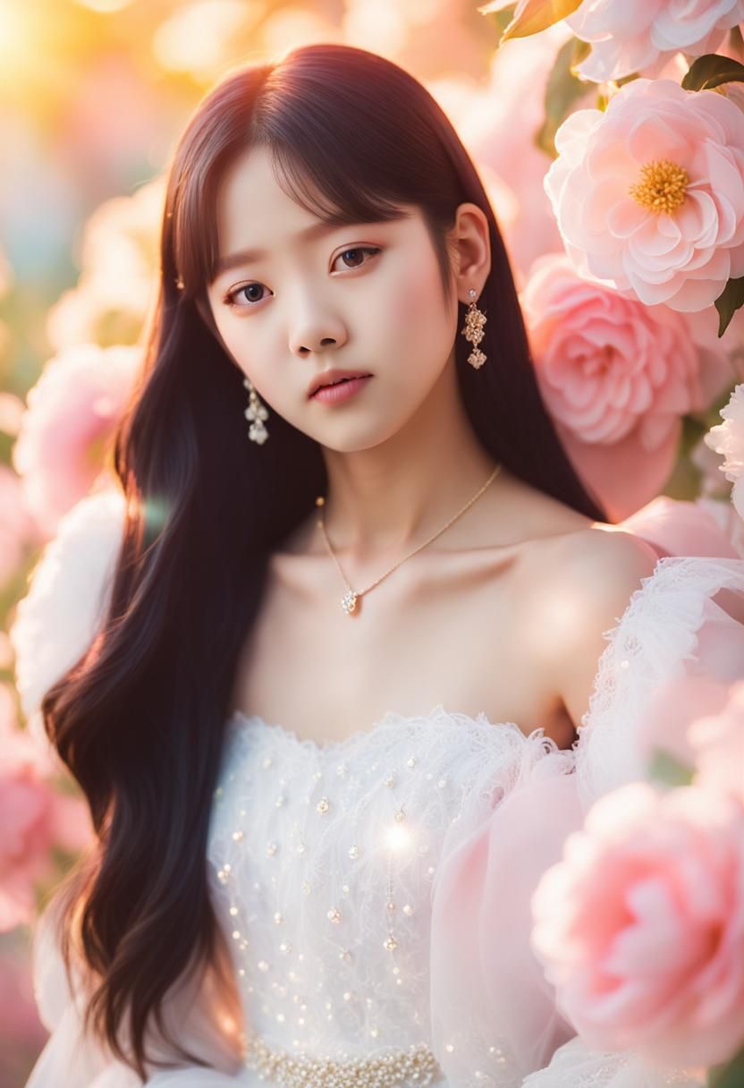 Angelic K-Pop Idols Portrait in Pastel Soft Focus