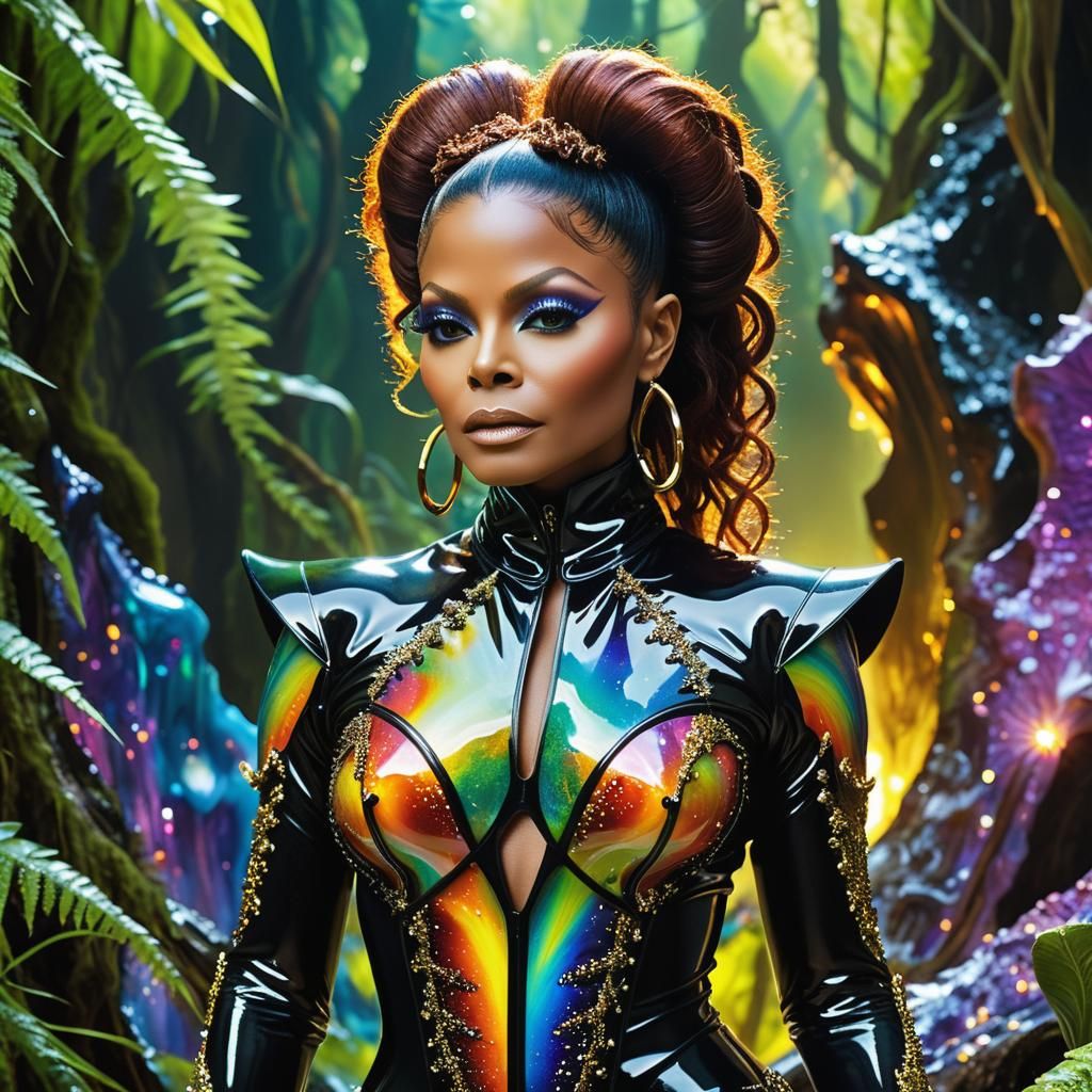 Janet Jackson in a Psychedelic Jungle Dreamscape