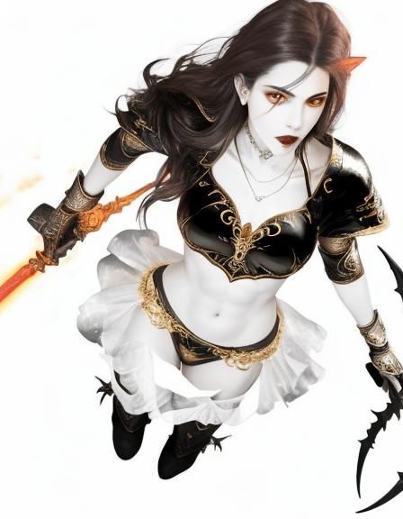 Vampire Woman with Skull Staff in Eerie Surrealism