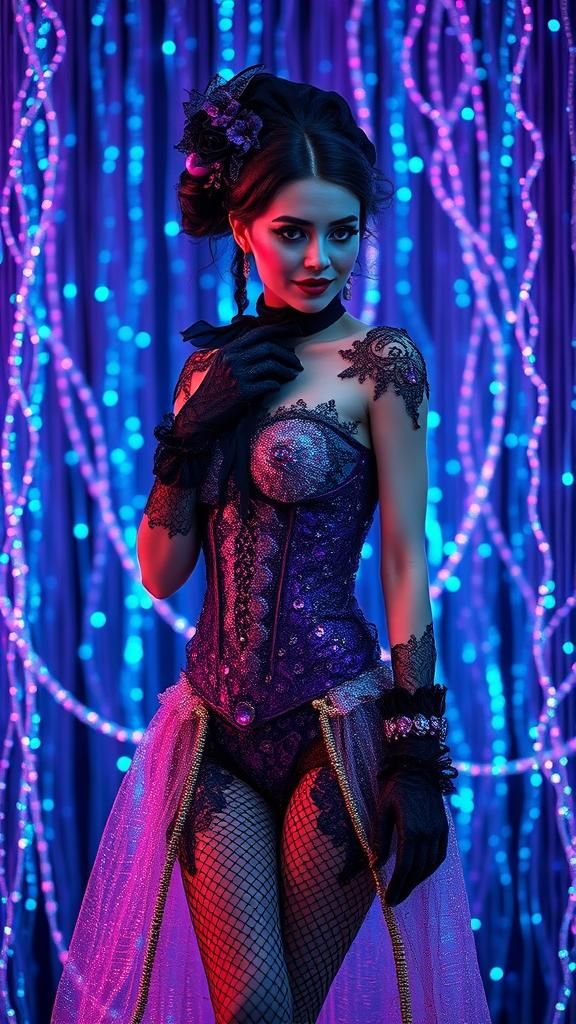 Gothic woman made of rolling beads , beautiful music rhythm , amazing, wonderful, surrounded rhythm, waiting for love, r...