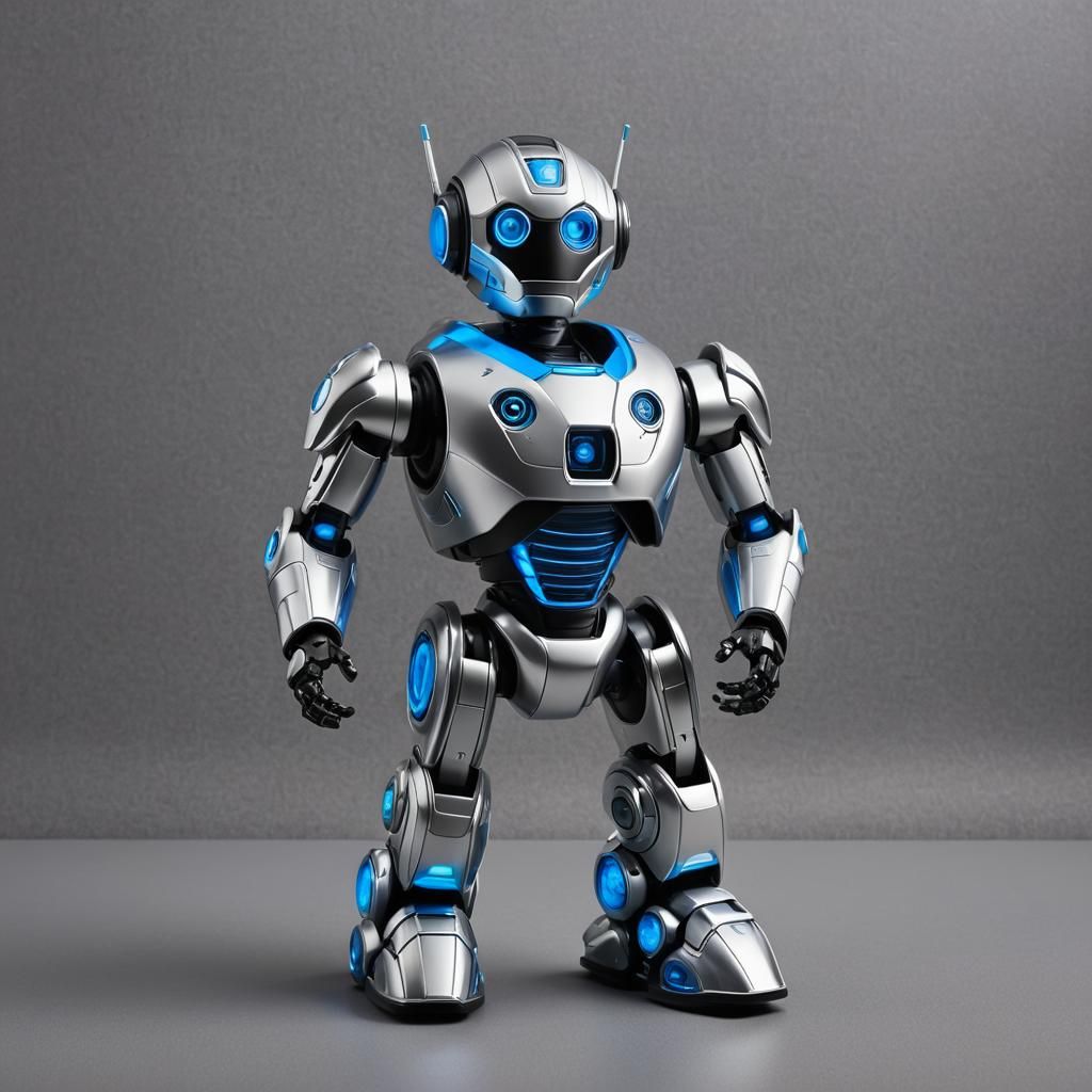Futuristic Toy Robot with Holograms and LED Eyes