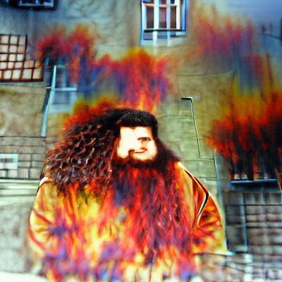 Burning PS1 Hagrid in Watercolor Style
