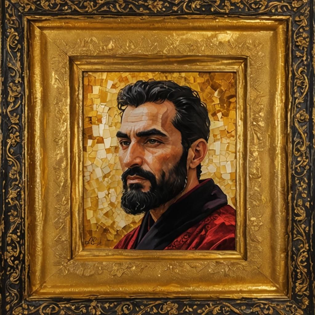 Man in Velvet Robe, Impasto Oil Painting