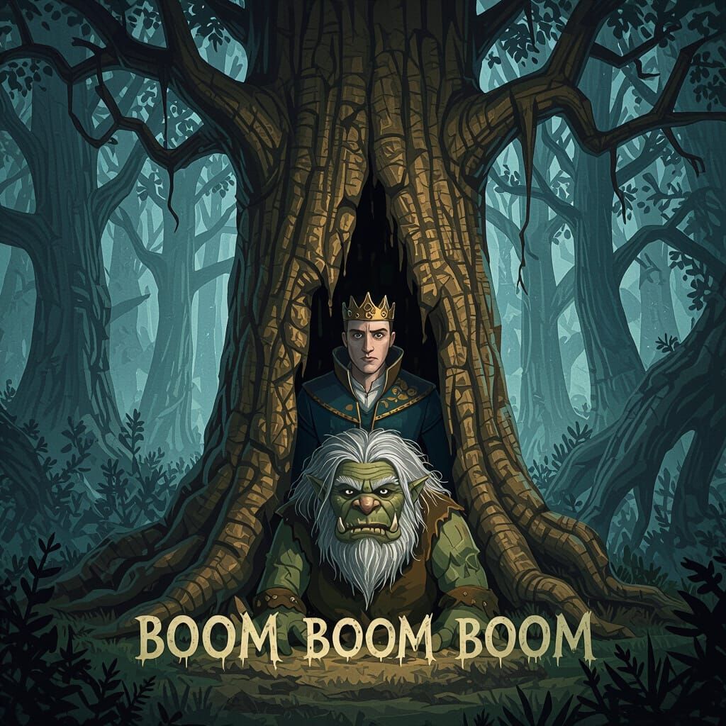 Eerie Forest Scene: Prince Hides From Ogre Mother