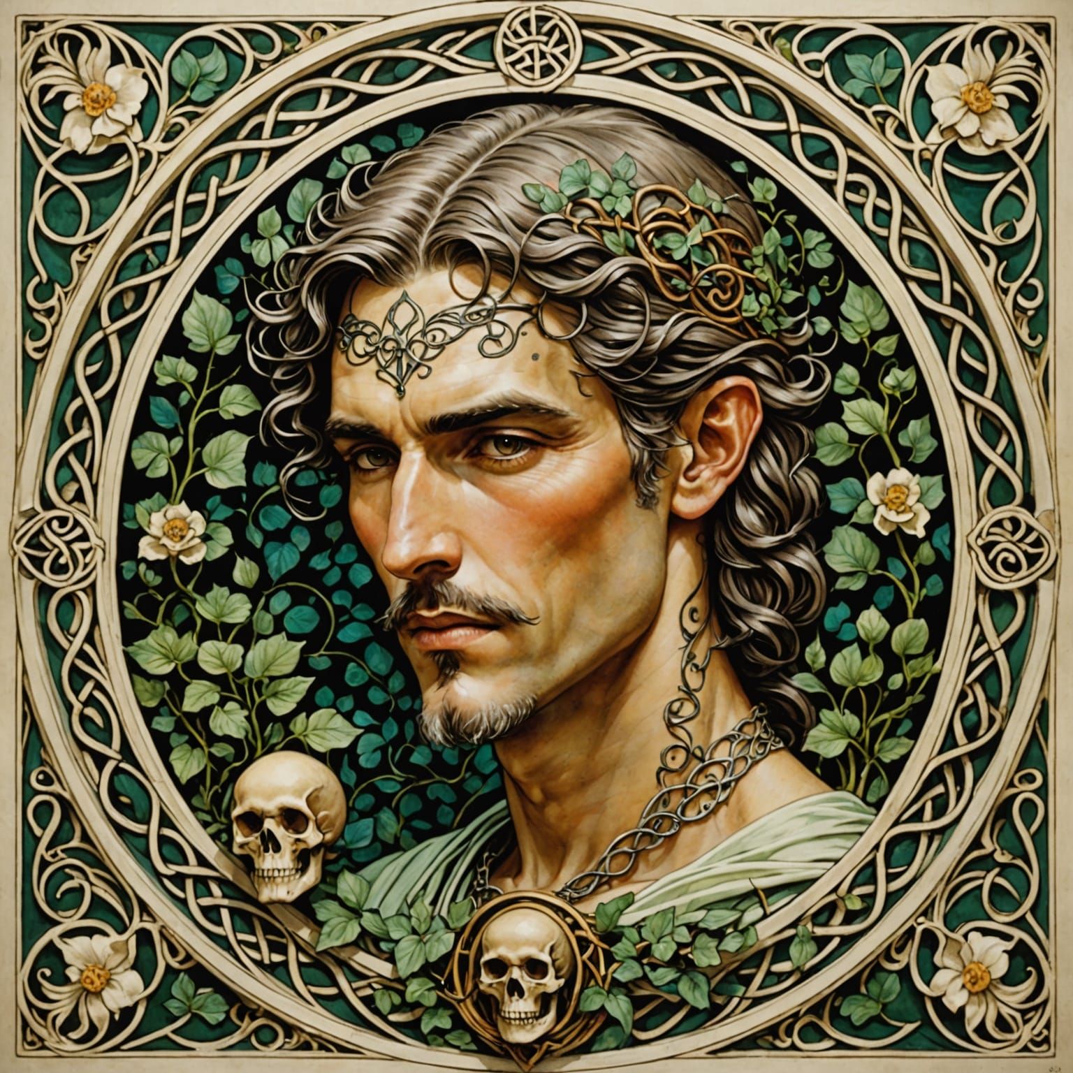 Majestic Art Nouveau God Embracing Mortality