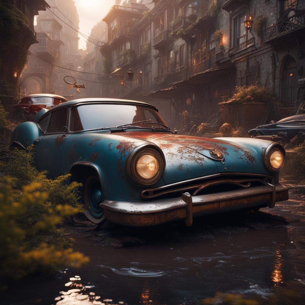 Fantastical Cars in Detailed Matte Painting