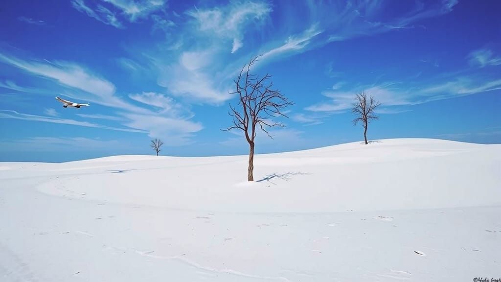 Surreal Orange Forest Meets Glacial Beach