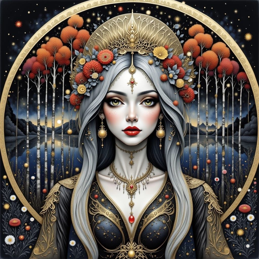 Vibrant Watercolor Winter Sunset Over Reflecting Lake