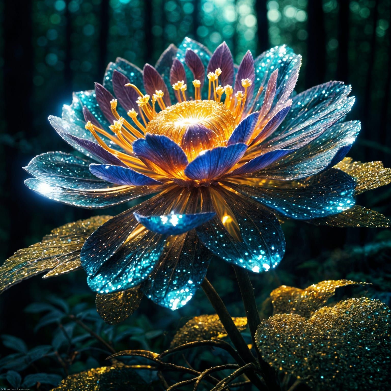 Glowing Filigree Alien Flower in Anime Style