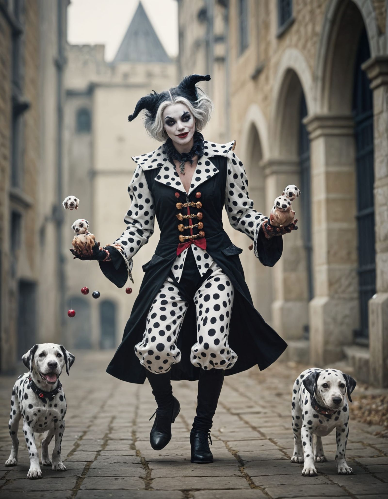 Cruella de Vil as Medieval Joker Juggler