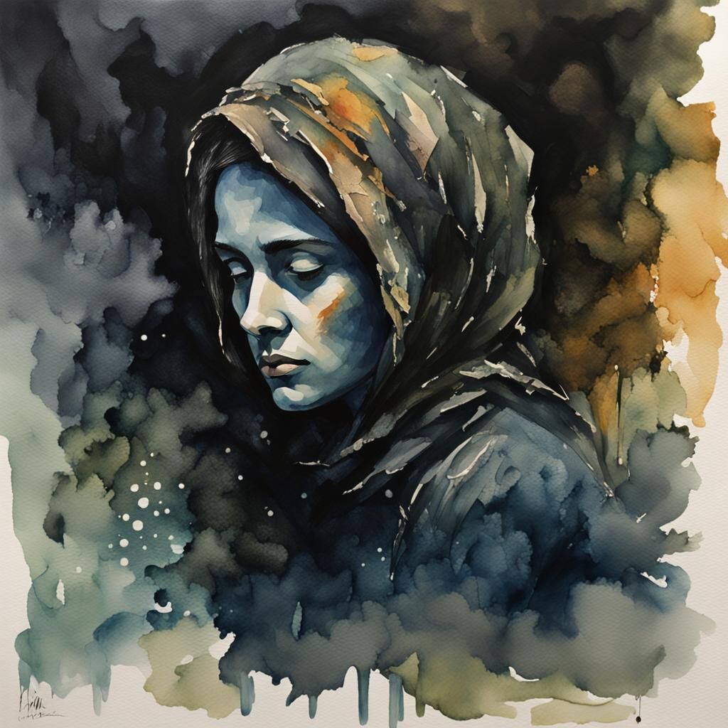 Haunting Watercolor Art: Depths of the Human Psyche
