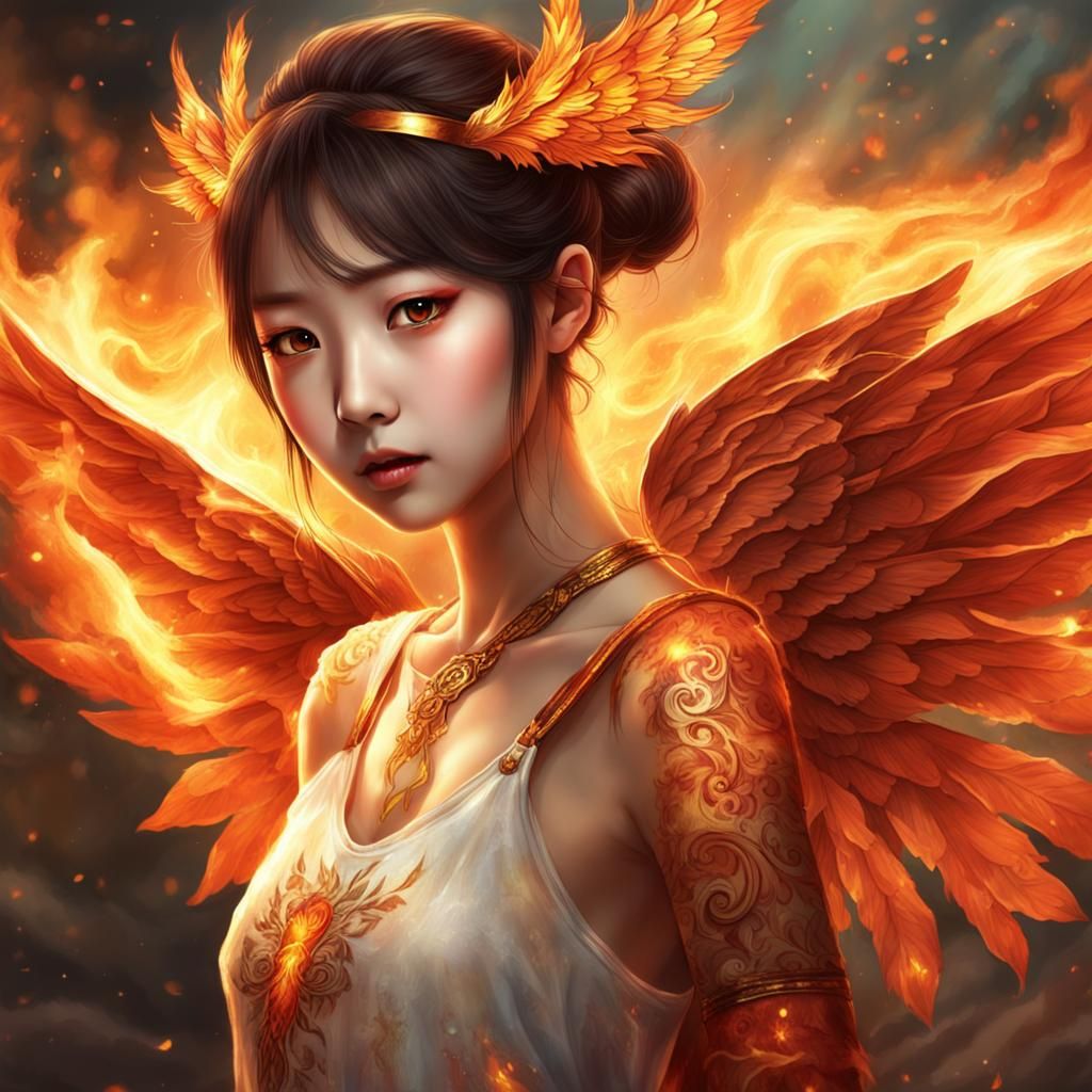 Fiery Korean Fairy with Wings