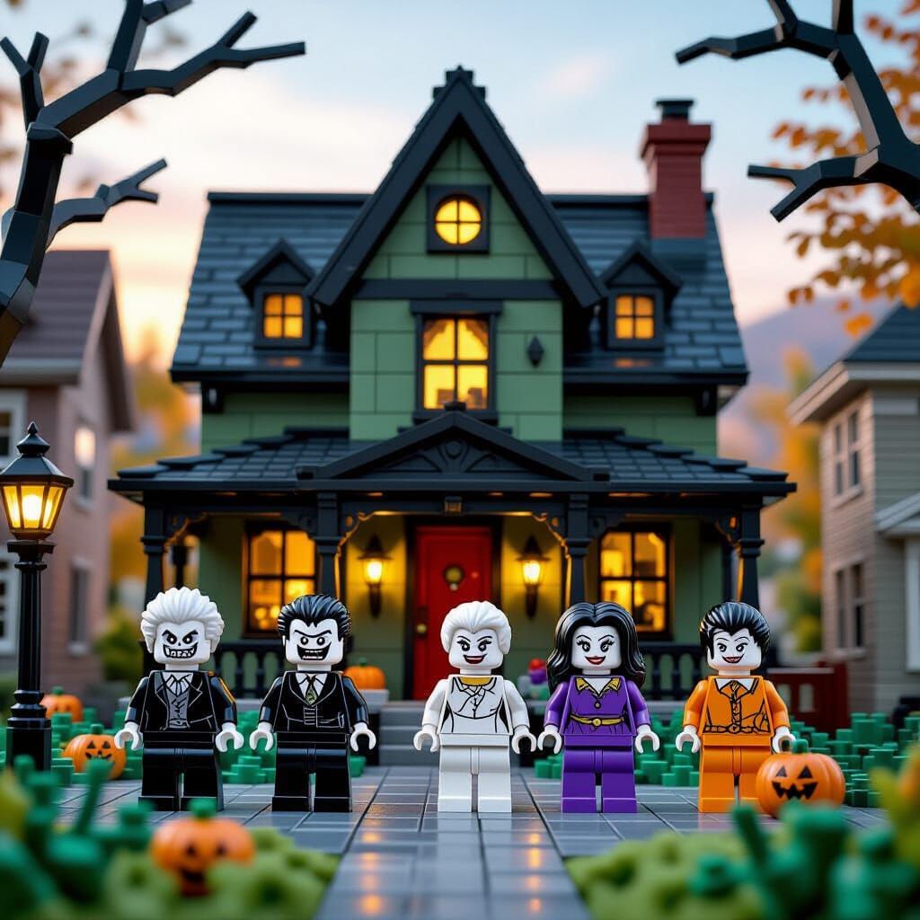 Whimsical Lego Munsters House Toy Photography
