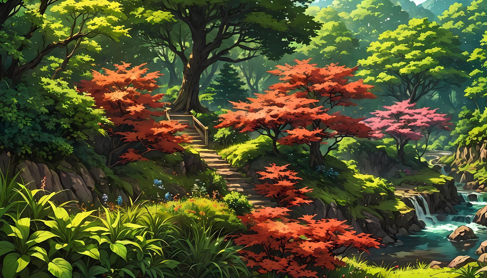 Vivid Anime Artwork with Deep Colors and HDR