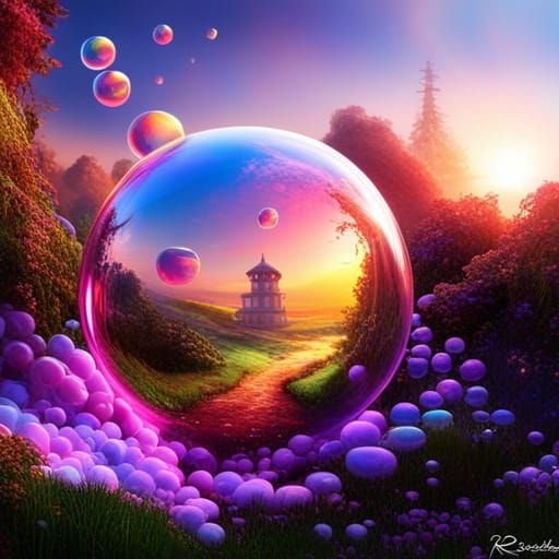 Bubble House in Soap Bubble Wonderland, Detailed Matte Paint...