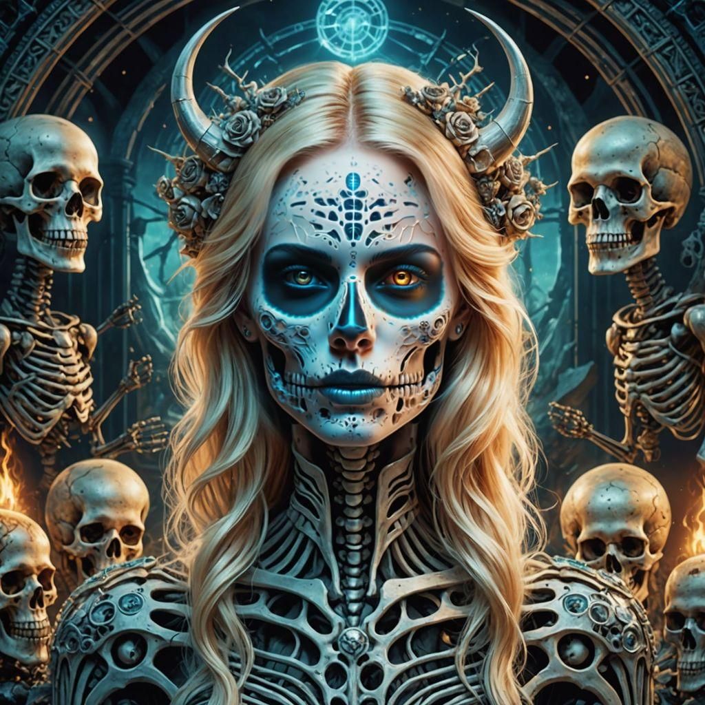 Blonde Demon Portrait in Cosmic Astral Style