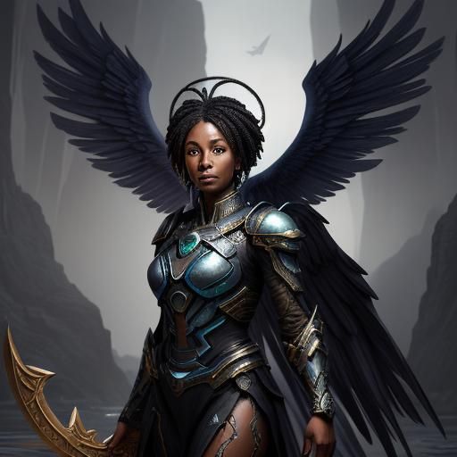 Beautiful Woman with Angel Wings, Digital Art